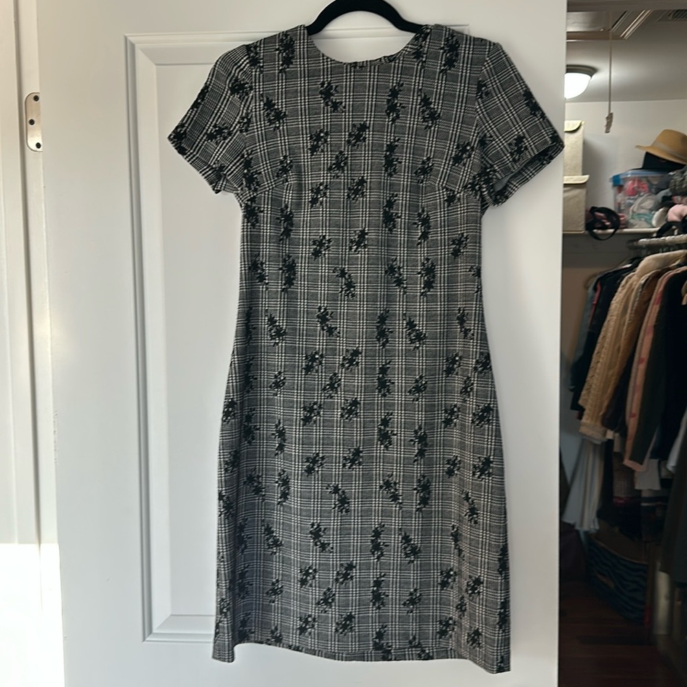 Black and white Calvin Klein sheath dress